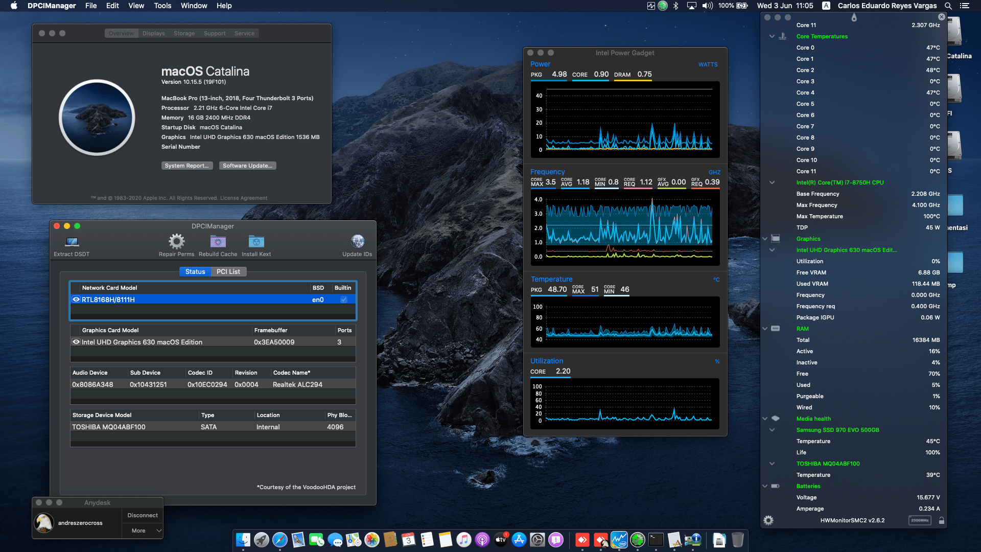 Success Hackintosh macOS Catalina 10.15.5 Build 19F101 in Asus ROG GL504GM-ES259T
